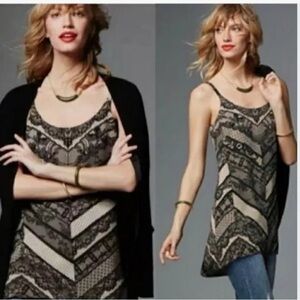 CAbi Black and Cream Lace Tunic